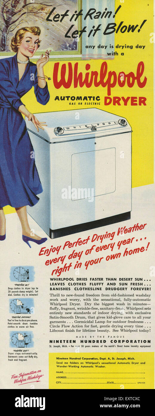 1950 USA Magazine annonce Whirlpool Photo Stock - Alamy