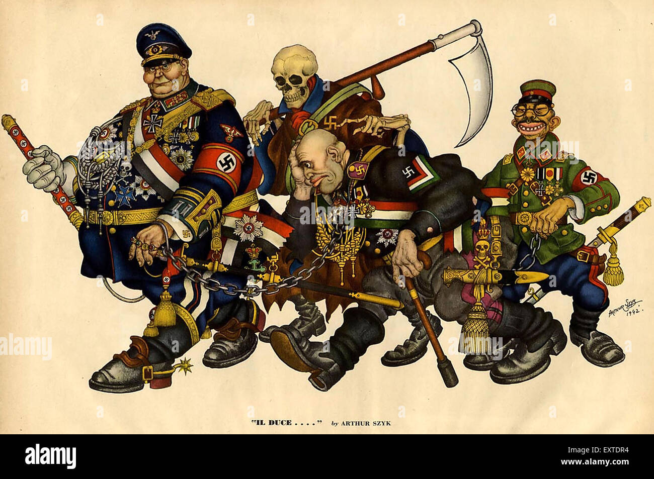 1940 USA Caricature politique Magazine annonce (détail) Banque D'Images