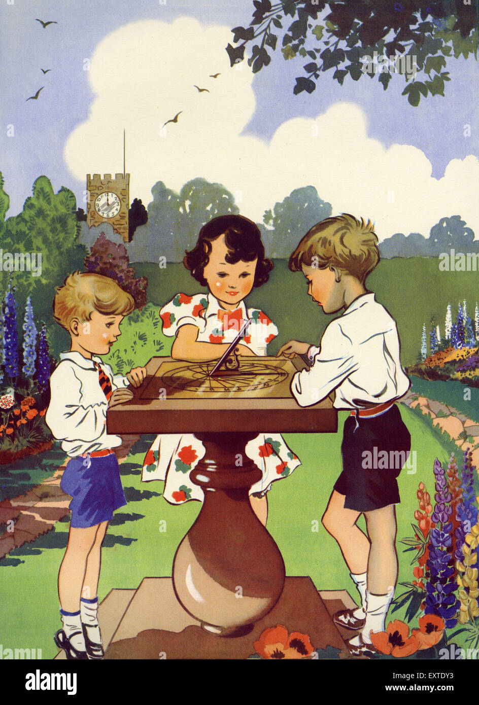 1950 UK Infant School Illustrations Book Plate Banque D'Images