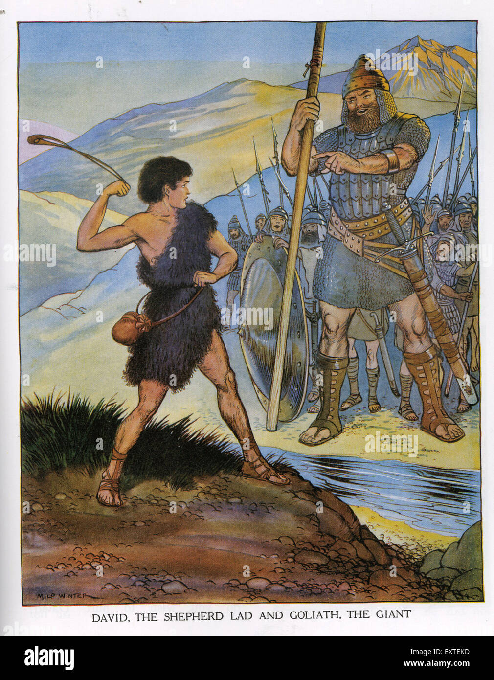 Années 1920, USA David et Goliath Plaque Livre Banque D'Images