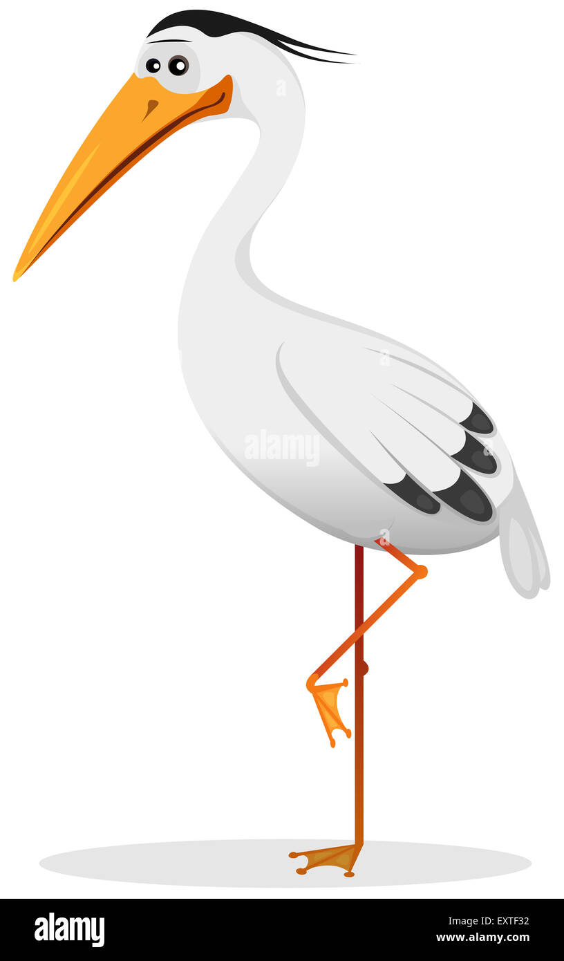Illustration Dun Drôle De Dessin Animé Oiseau Héron Bleu
