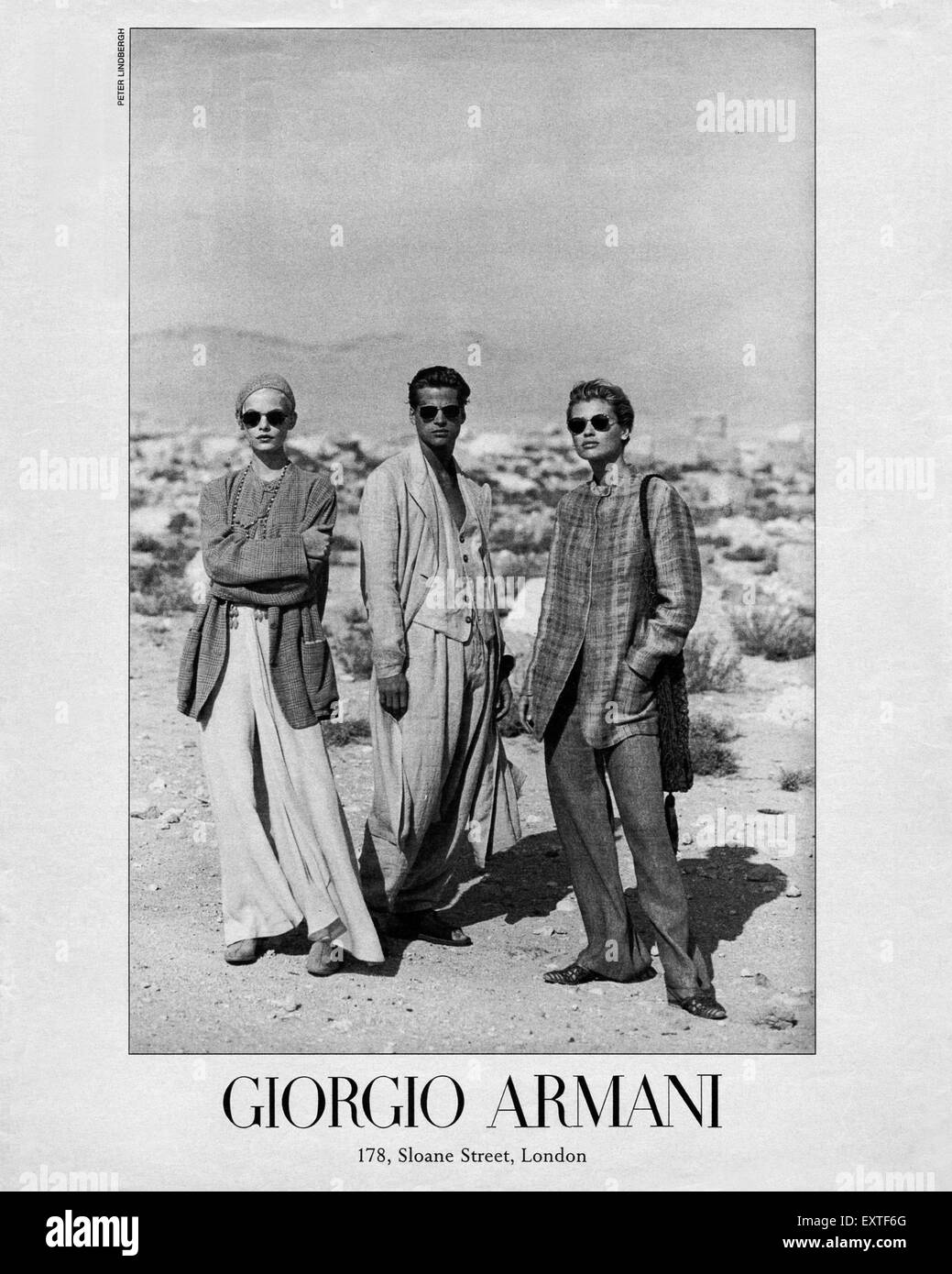 1990 UK Armani Annonce magazine Banque D'Images