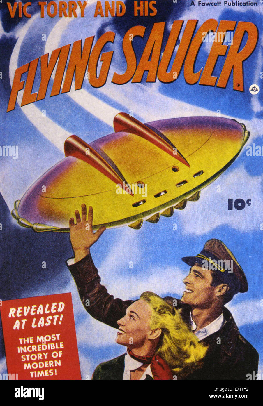 1950 USA Vic Torry et sa couverture de magazine de la soucoupe volante Banque D'Images