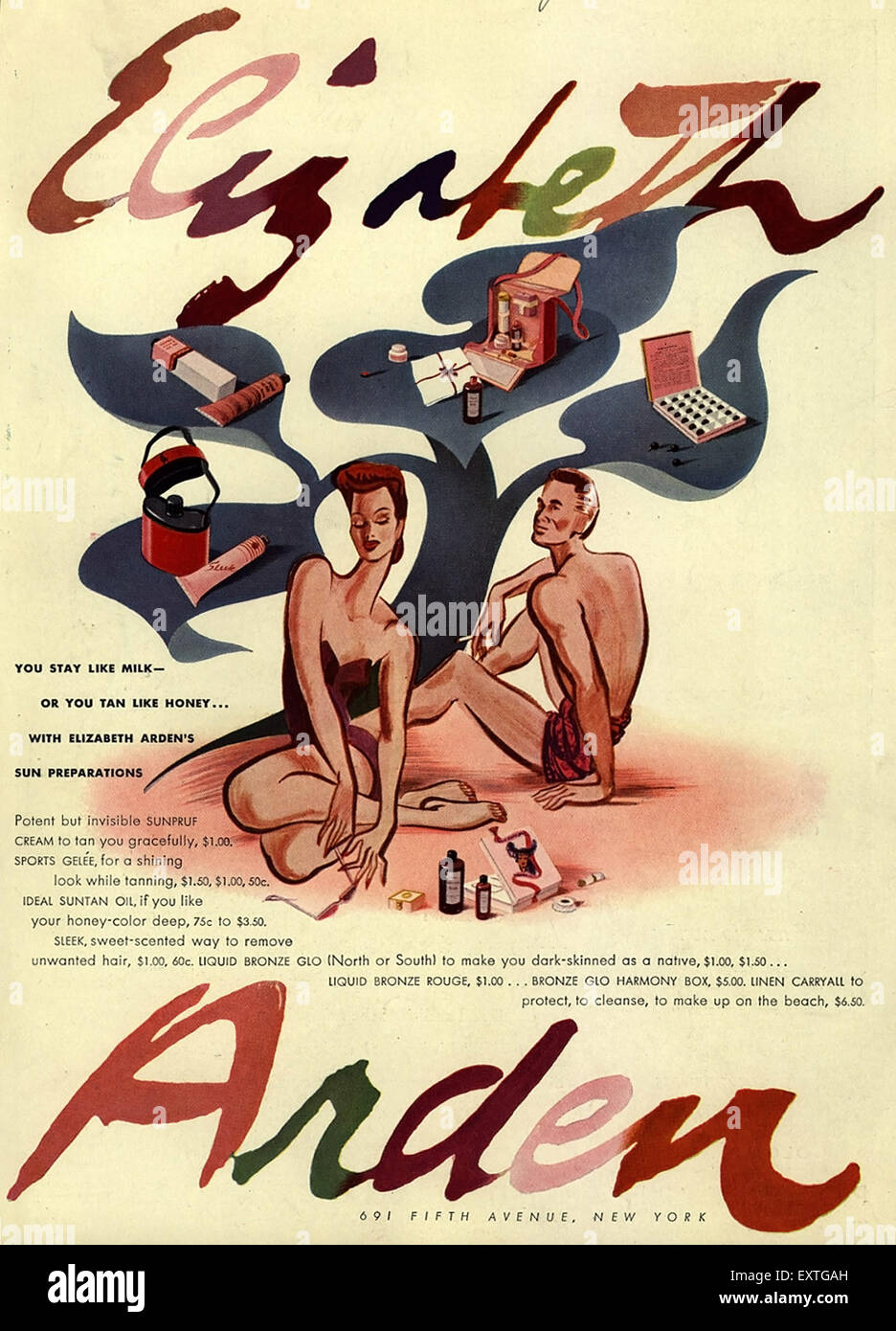 1940 USA Magazine annonce Elizabeth Arden Banque D'Images