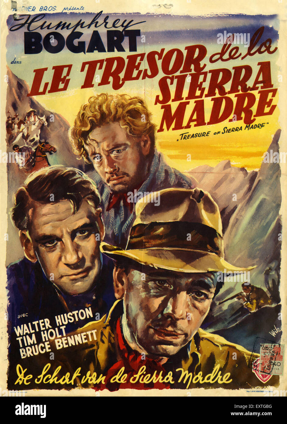 1940 France Trésor de la Sierra Madre affiche de film Banque D'Images