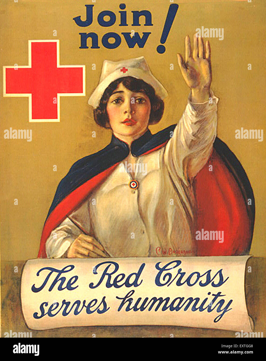 1910 USA La Croix-rouge Poster Banque D'Images