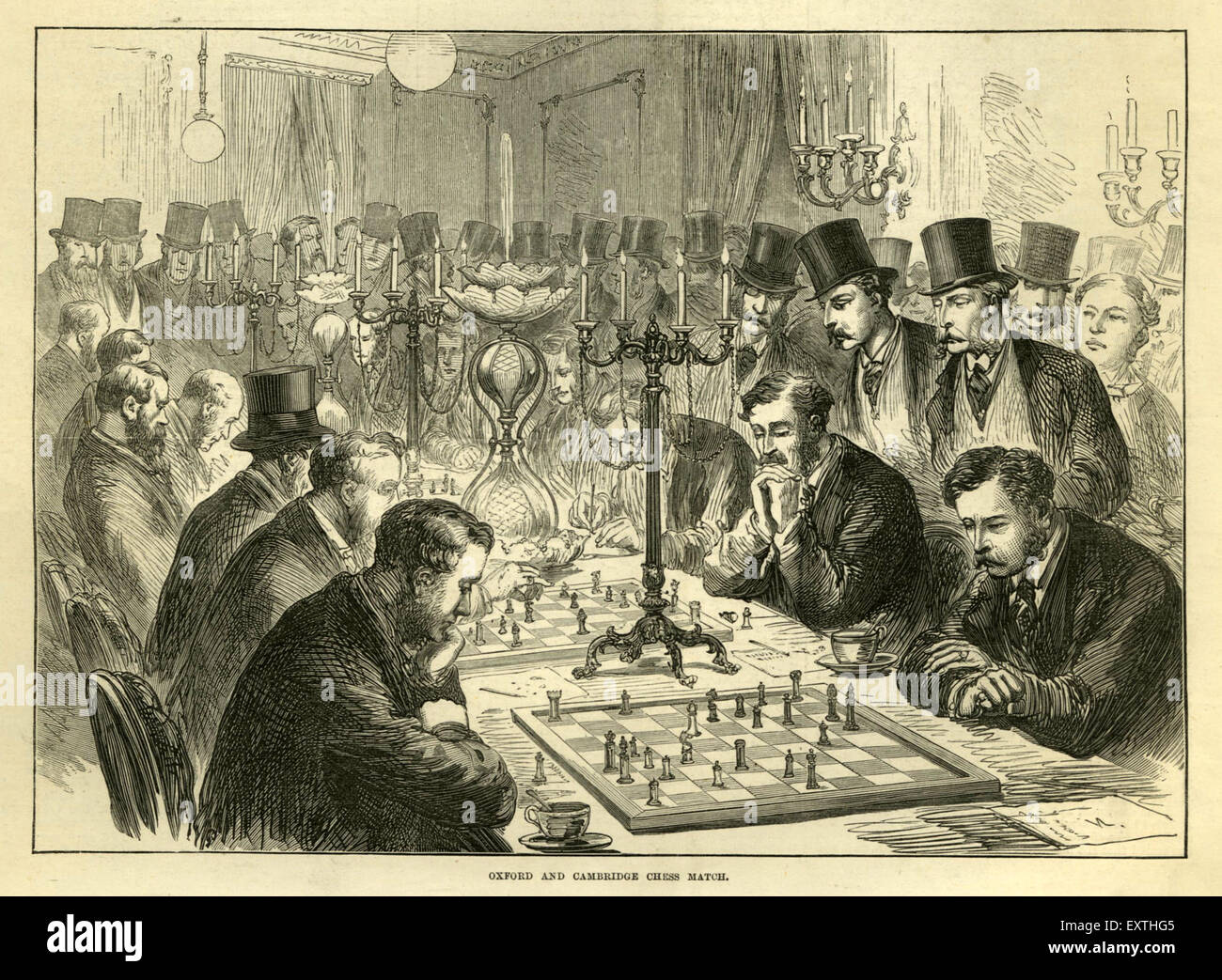 1870 UK Oxford et Cambridge d'Échecs Plaque Magazine Banque D'Images