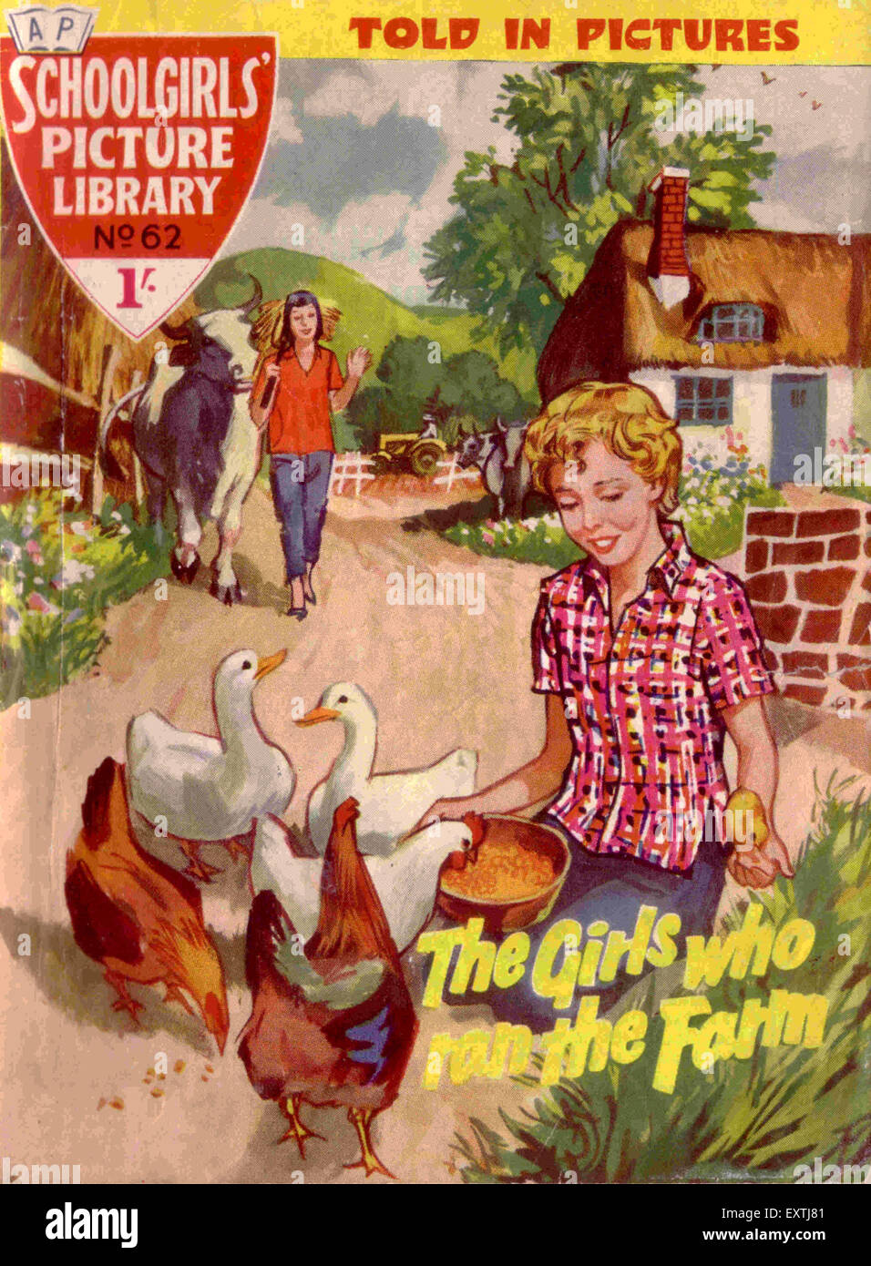 1950 UK Les filles qui dirigent la ferme protège-Livre Banque D'Images