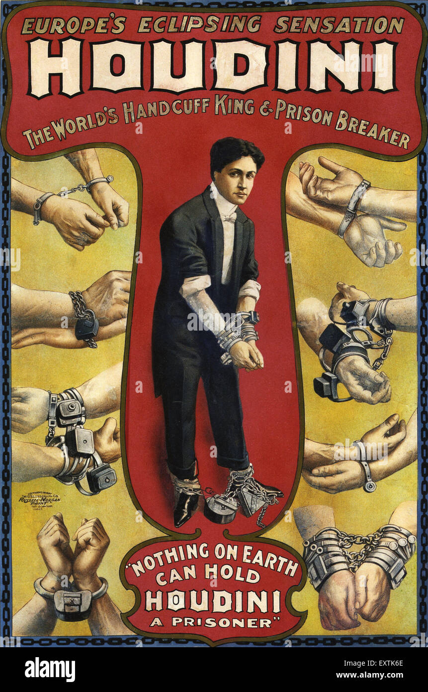 1910 États-Unis d'Houdini Poster Banque D'Images
