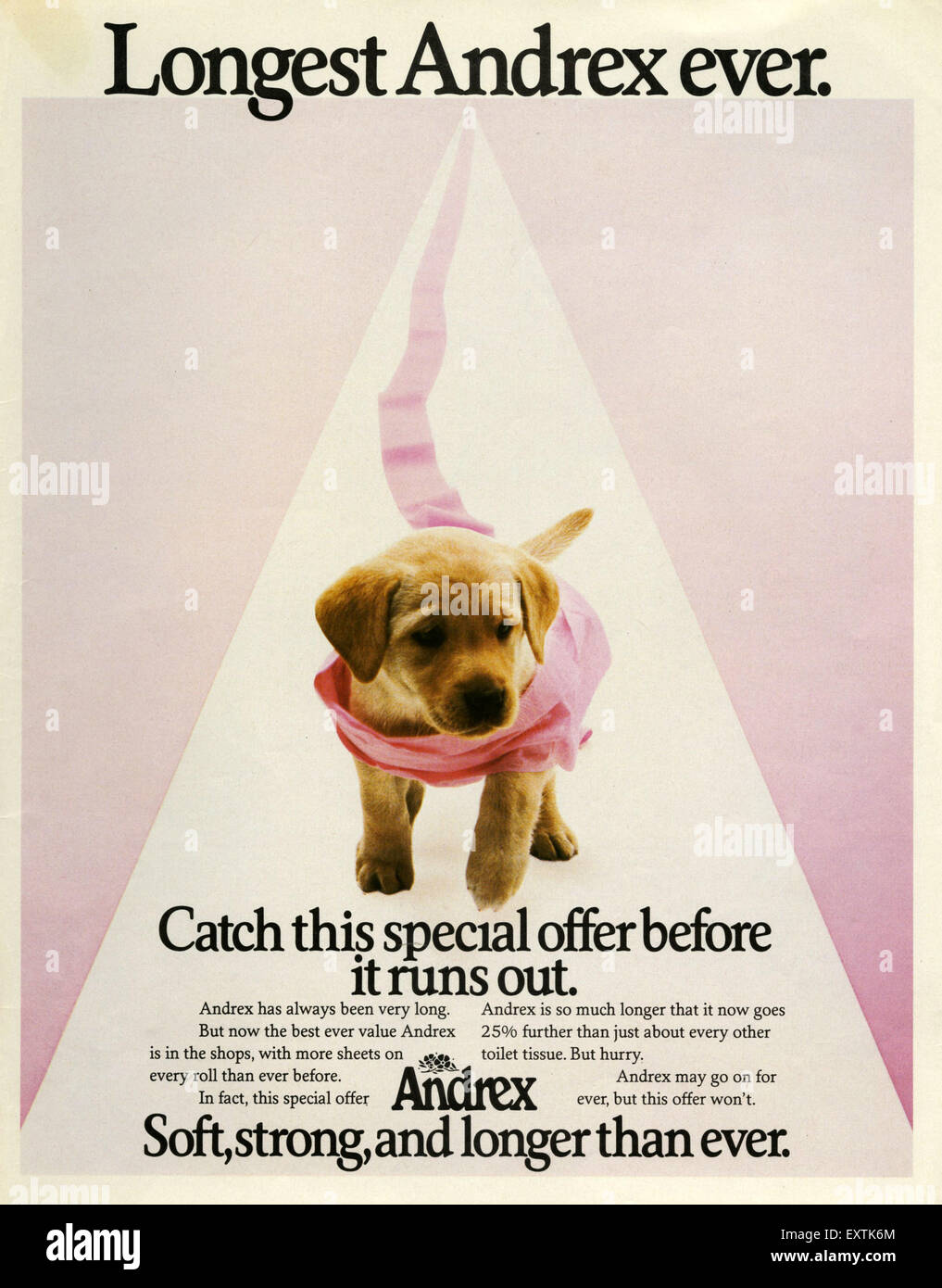 1980 UK Magazine annonce Andrex Banque D'Images