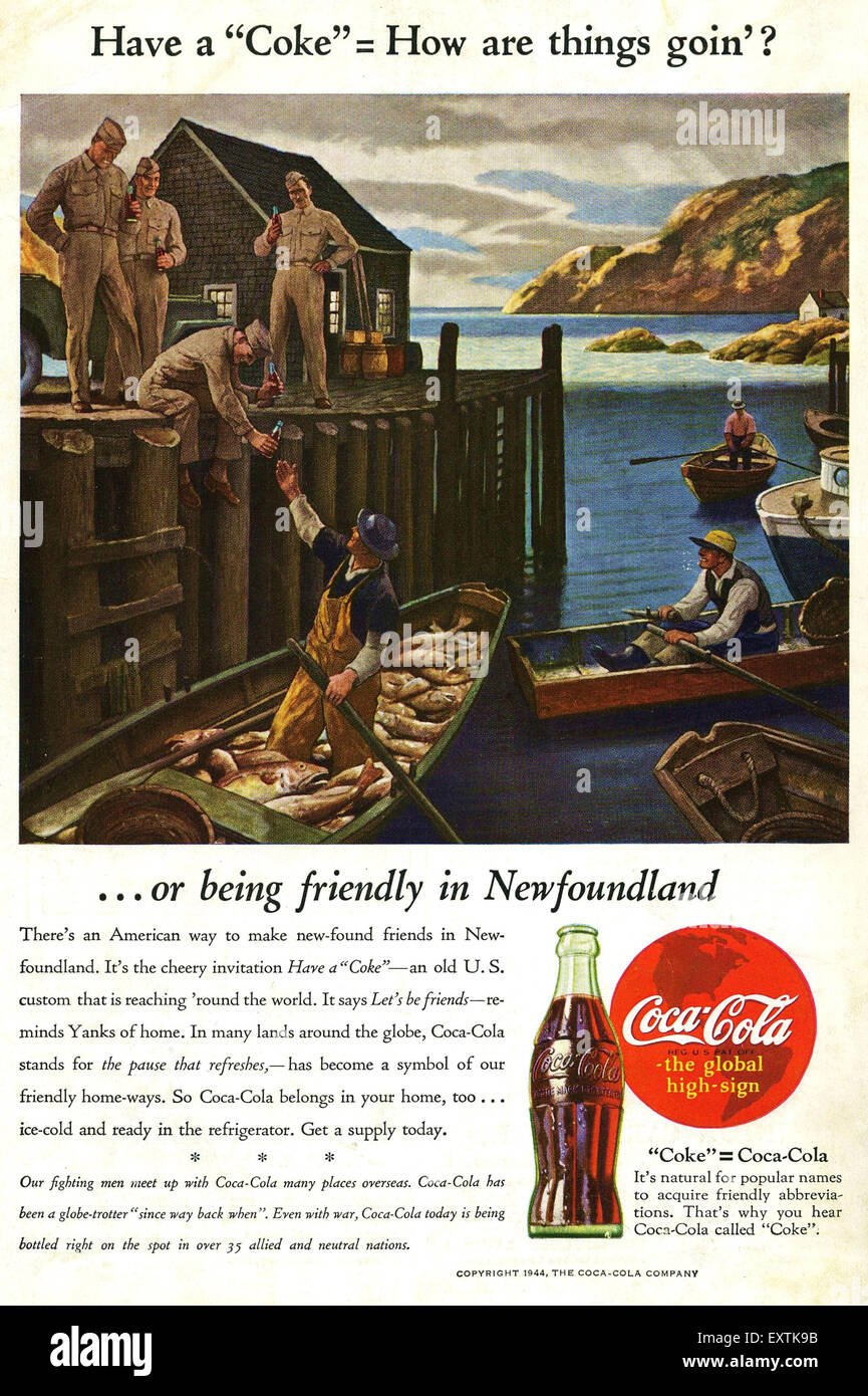 1940 USA Magazine Coca-Cola annonce Banque D'Images