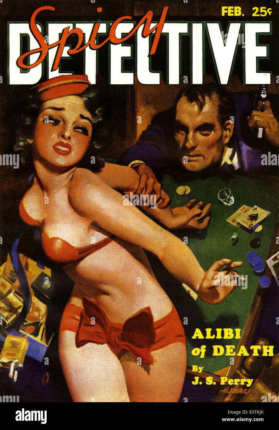 USA 1930 Couverture du magazine détective épicé Banque D'Images