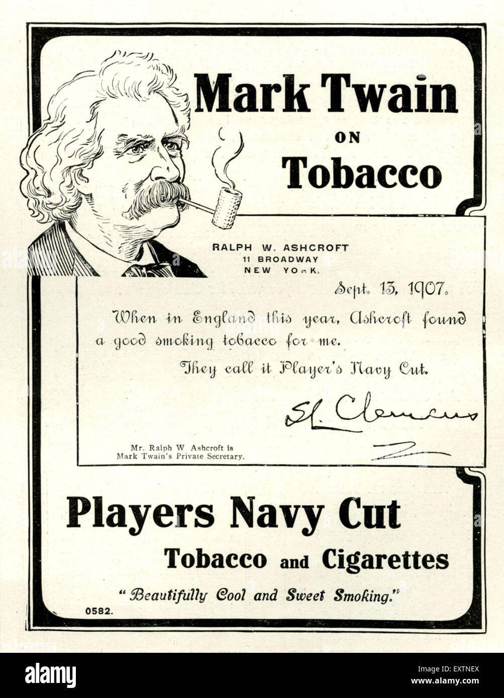 1900s UK Player's Magazine Advert Banque D'Images