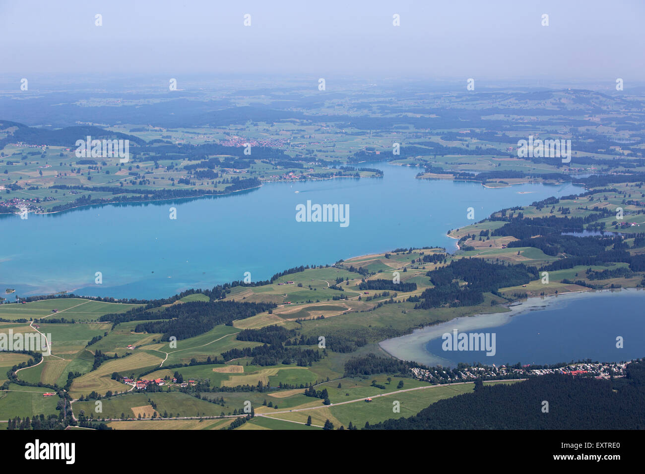 Panorama du lac de Forggensee bavarois Tegelberg, ci-dessus Banque D'Images