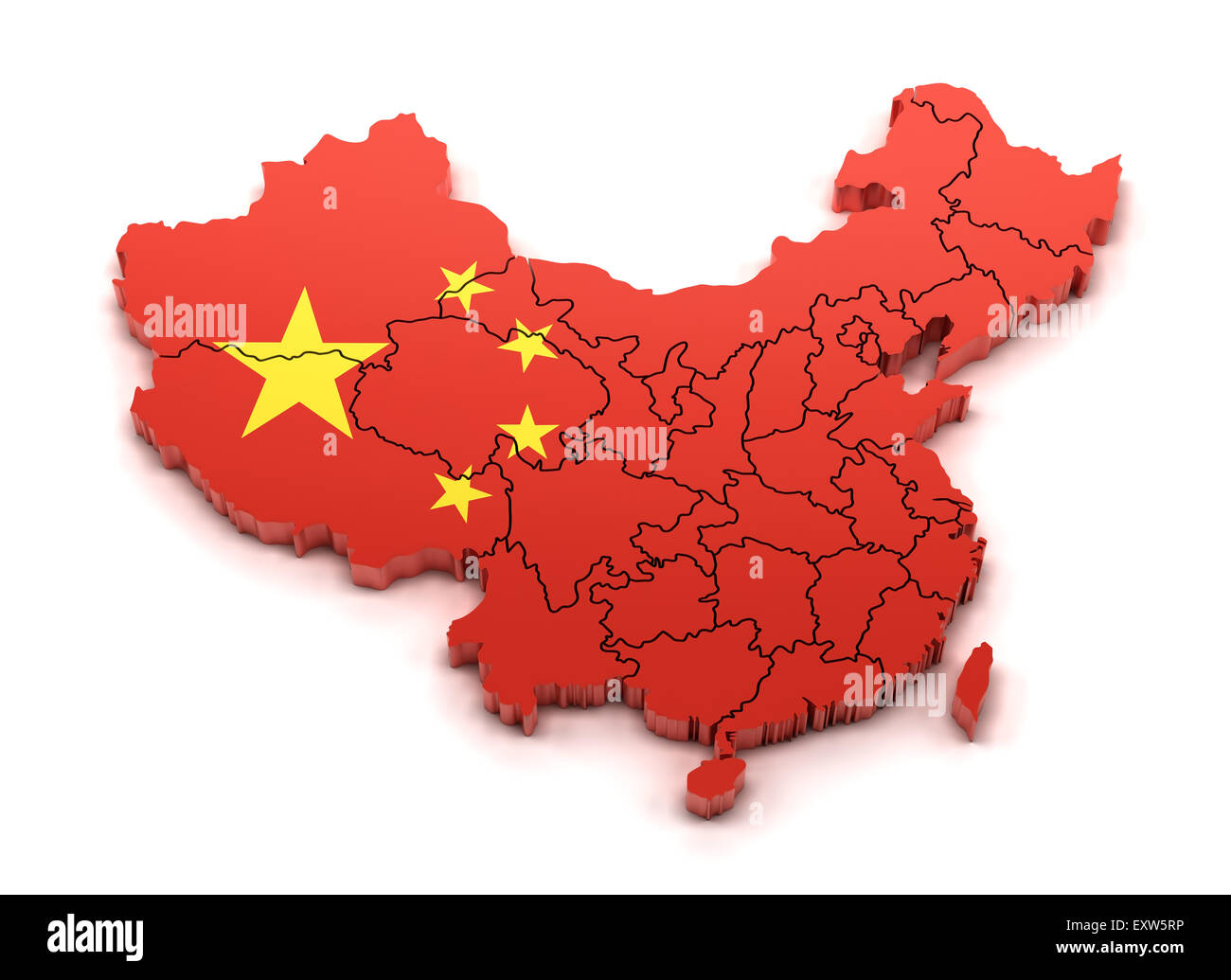 Carte de Chine avec les provinces et d'un drapeau national Banque D'Images