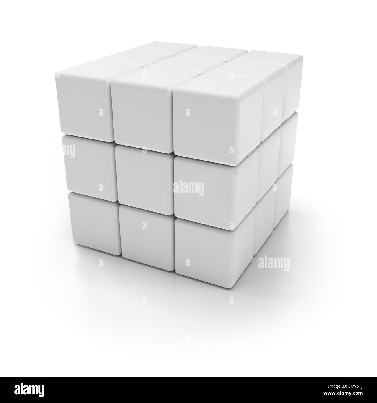 Cubes 3d en blanc, fond blanc Banque D'Images