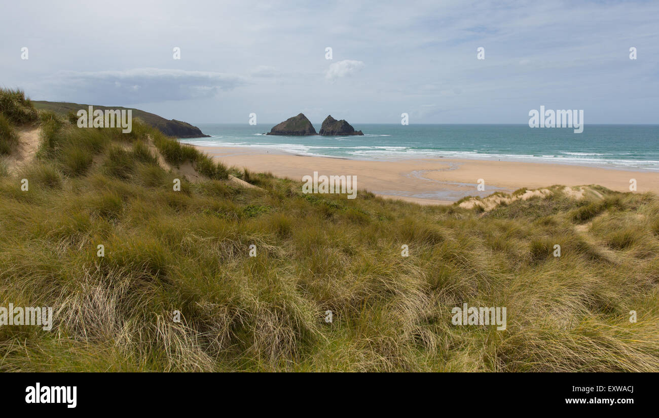 Les dunes de sable de la baie de Holywell côte nord des Cornouailles Angleterre Royaume-uni près de Newquay et Crantock Banque D'Images