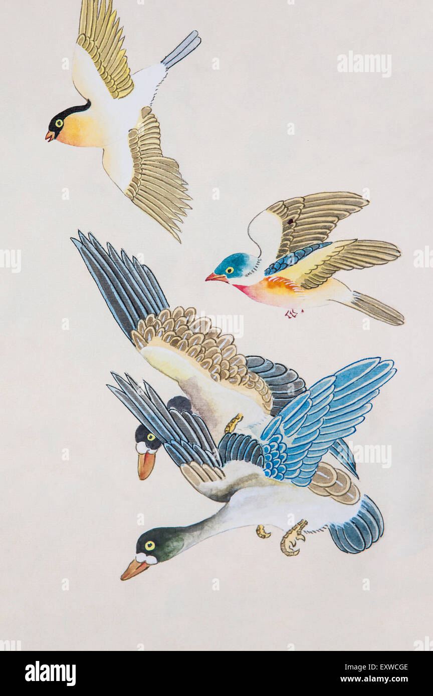 La peinture chinoise traditionnelle, d'oiseaux, Banque D'Images