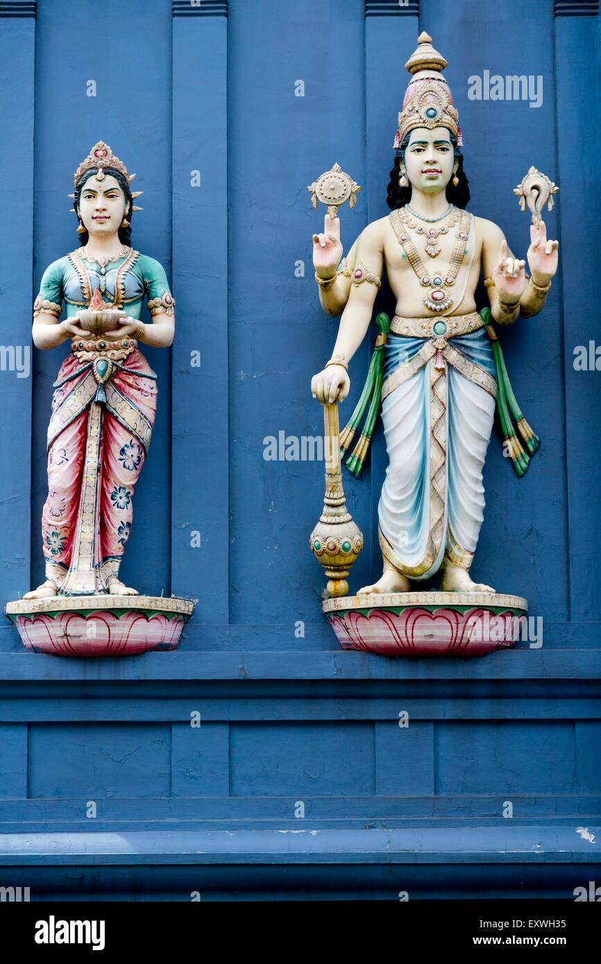 Statues, Sri Srinivasa Perumal Temple, Singapour, l'Asie Banque D'Images