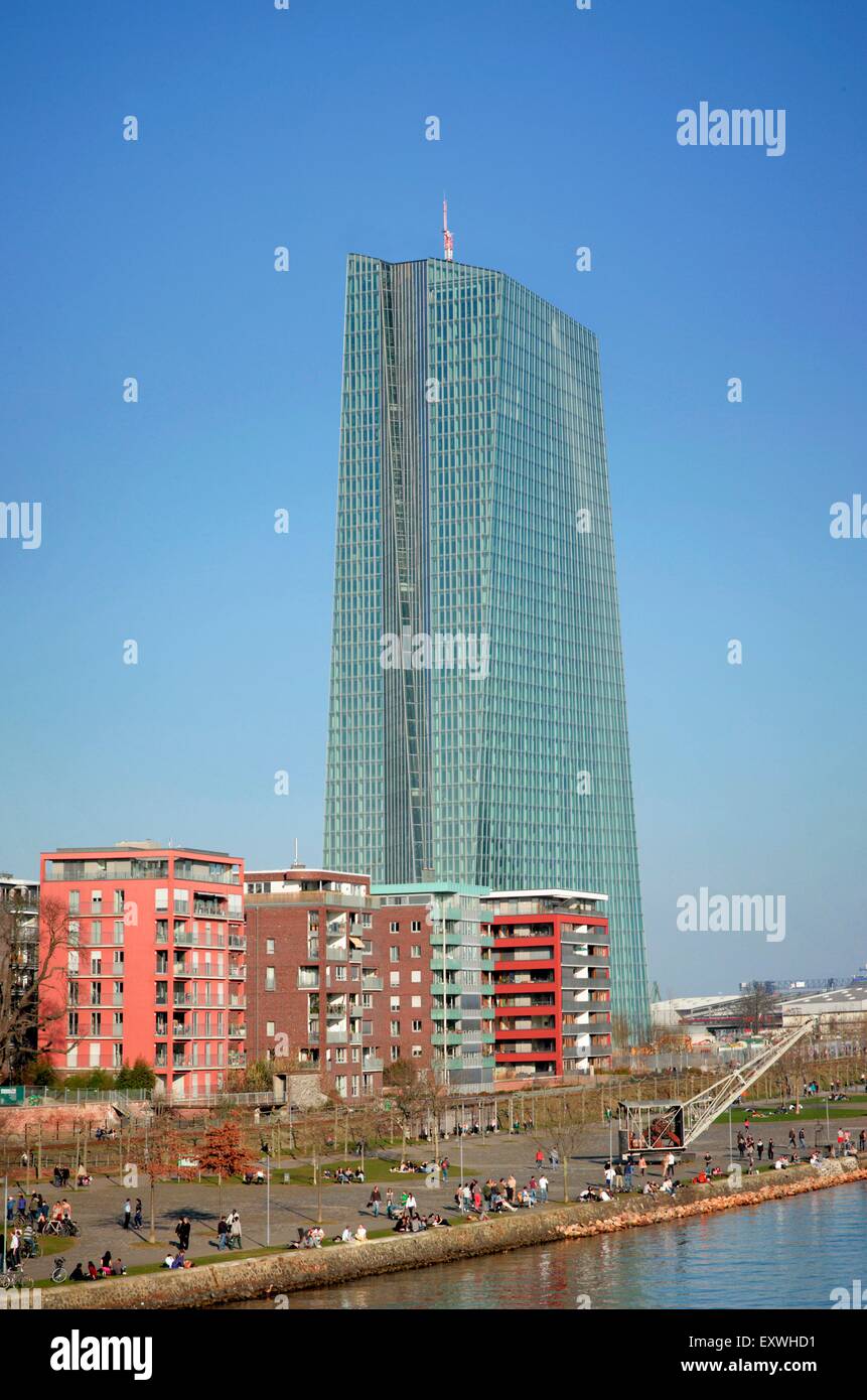 Eurotower du nouveau EZB, Frankfurt am Main, Hesse, Germany, Europe Banque D'Images