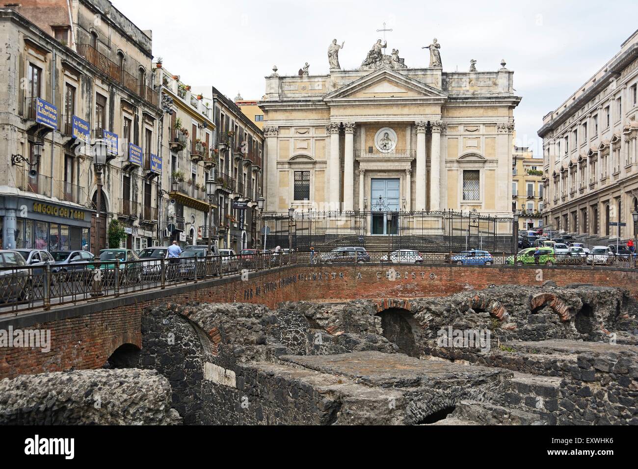 Amphithéâtre et Capucins Église, Sicile, Italie, Europe Banque D'Images