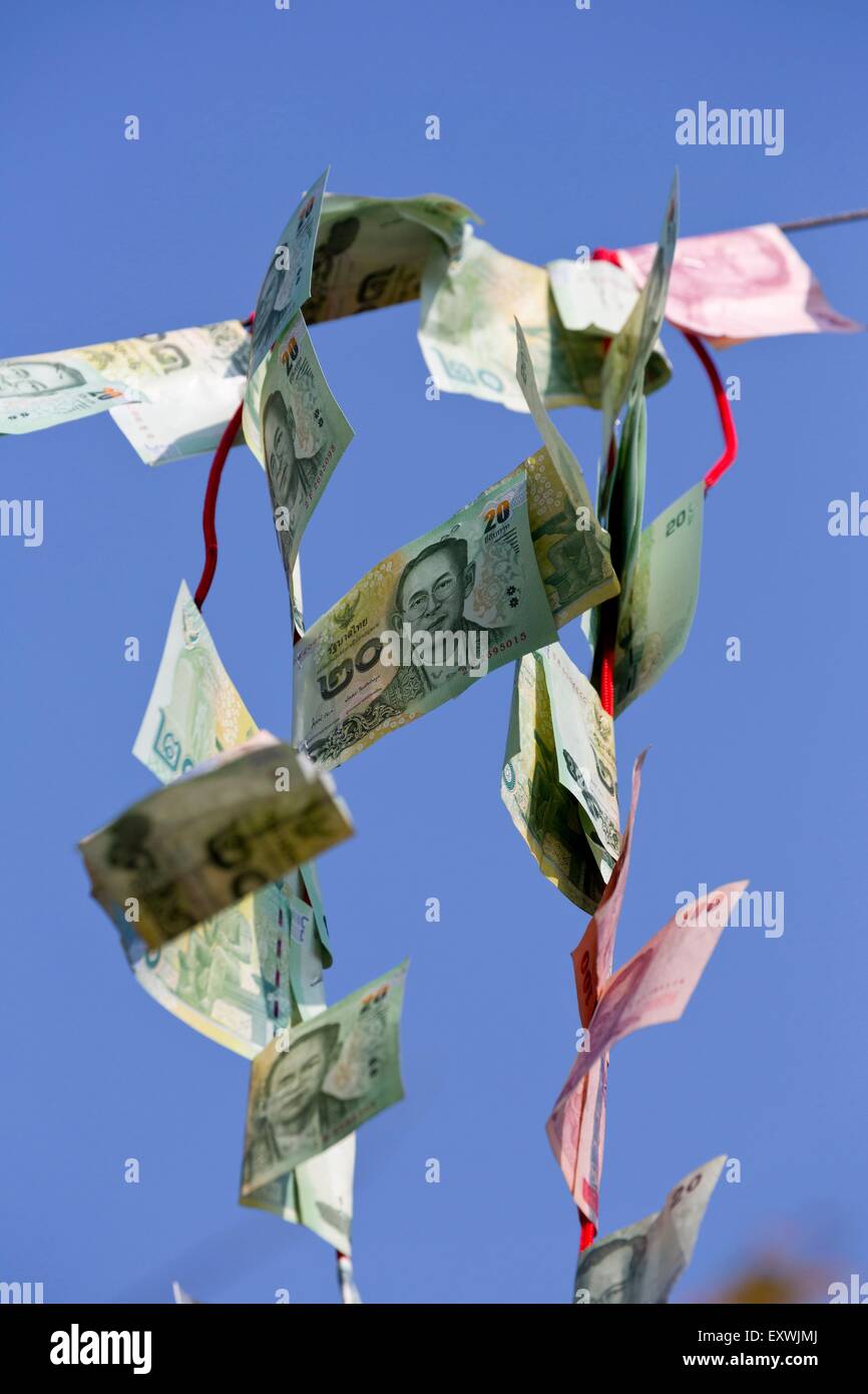 Billets de banque, Wat Arun, Bangkok, Thailande, Asie Banque D'Images