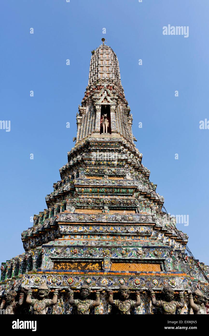 Stupa, Wat Arun, Bangkok, Thailande, Asie Banque D'Images