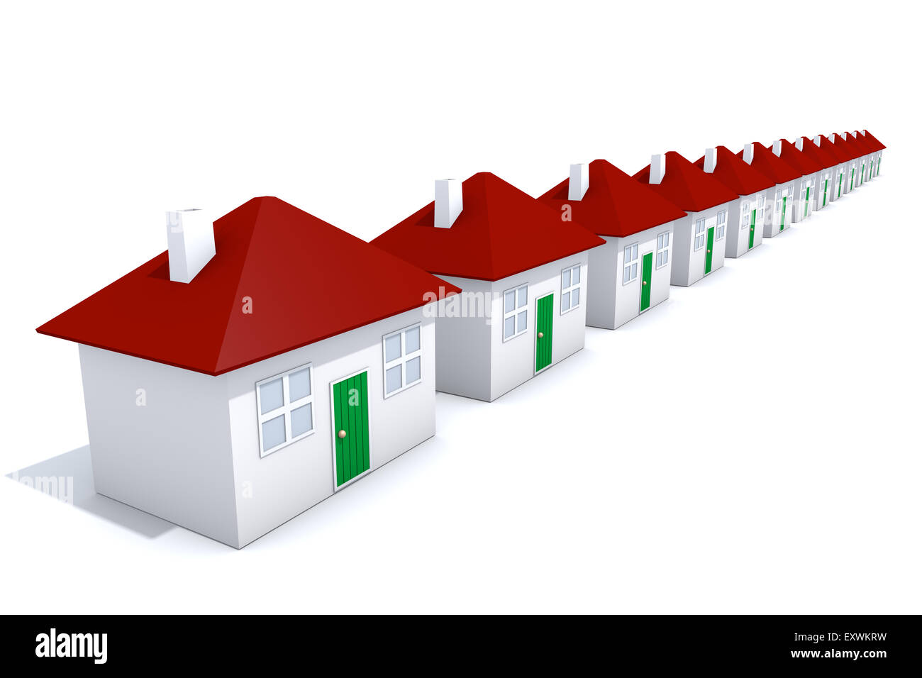 Rangée de petites maisons blanches Banque D'Images