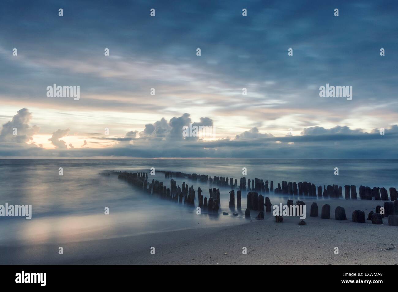 Soirée sur la plage de Westerland Sylt, Allemagne, Banque D'Images