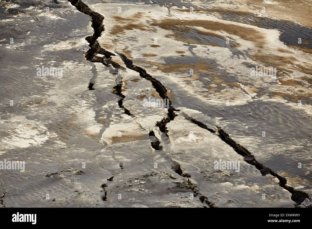 Volcan Bardarbunga, fissure dans la masse au champ de lave à Holuhraun 2 septembre 2014, l'Islande Banque D'Images