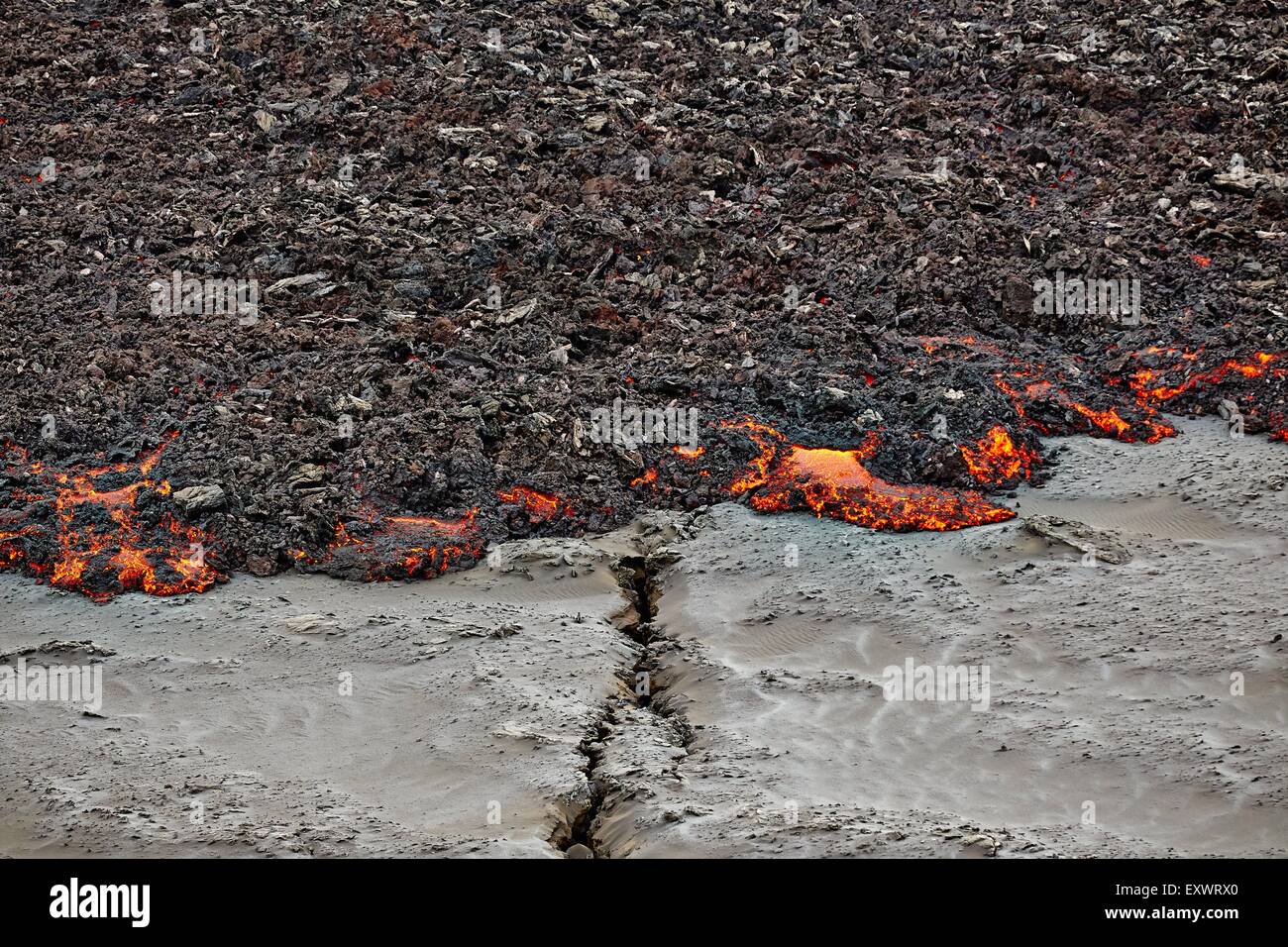 Volcan Bardarbunga, fissure dans la masse au champ de lave à Holuhraun 2 septembre 2014, l'Islande Banque D'Images