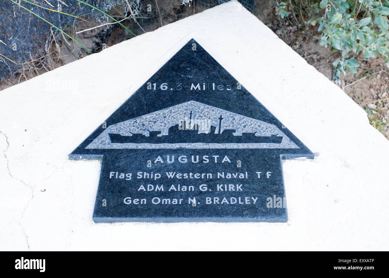 Utah Beach Flag Ship plaque Naval Ouest TF Banque D'Images