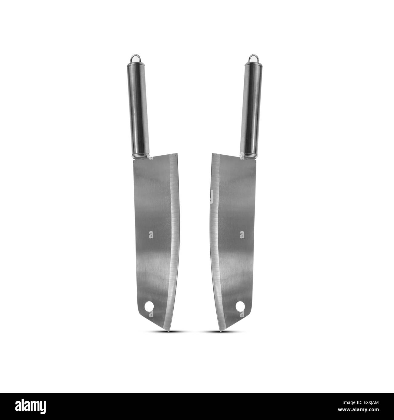 Couteau en acier inoxydable isolé sur un fond blanc. Banque D'Images