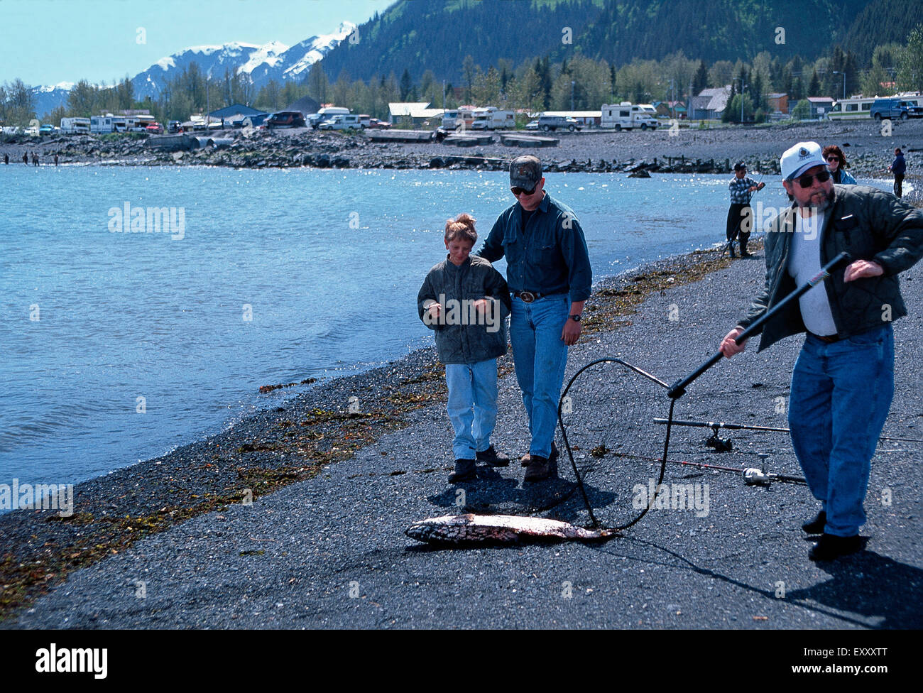 La pêche au saumon sur la Résurrection Bay,Seward Alaska, Banque D'Images