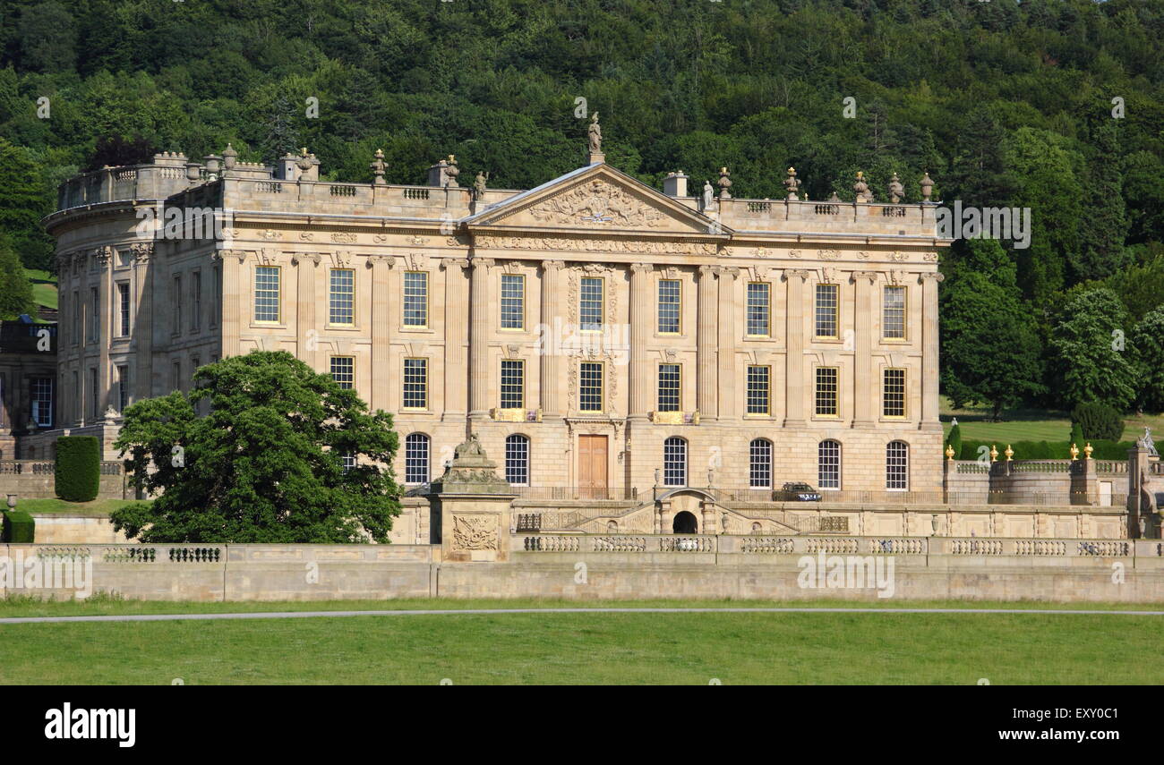 Le Derbyshire stately home, Chatsworth House après son lifting, Peak District, Derbyshire, Angleterre, Royaume-Uni Banque D'Images