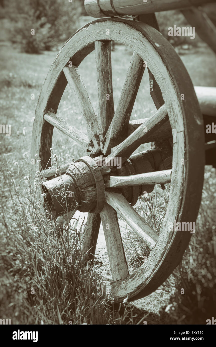 Vintage photo stylisée de roue panier en bois Banque D'Images