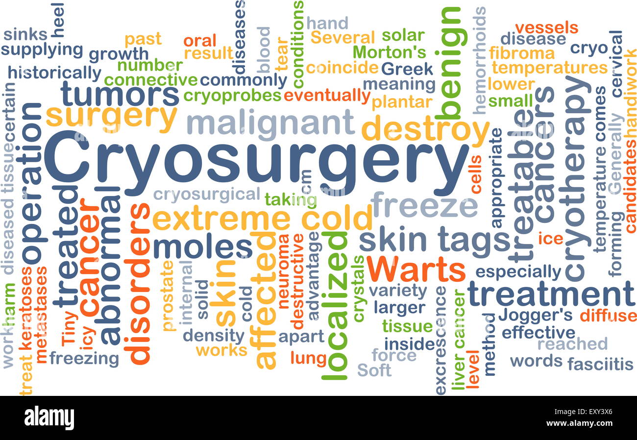 Concept d'arrière-plan wordcloud illustration de la cryochirurgie Banque D'Images