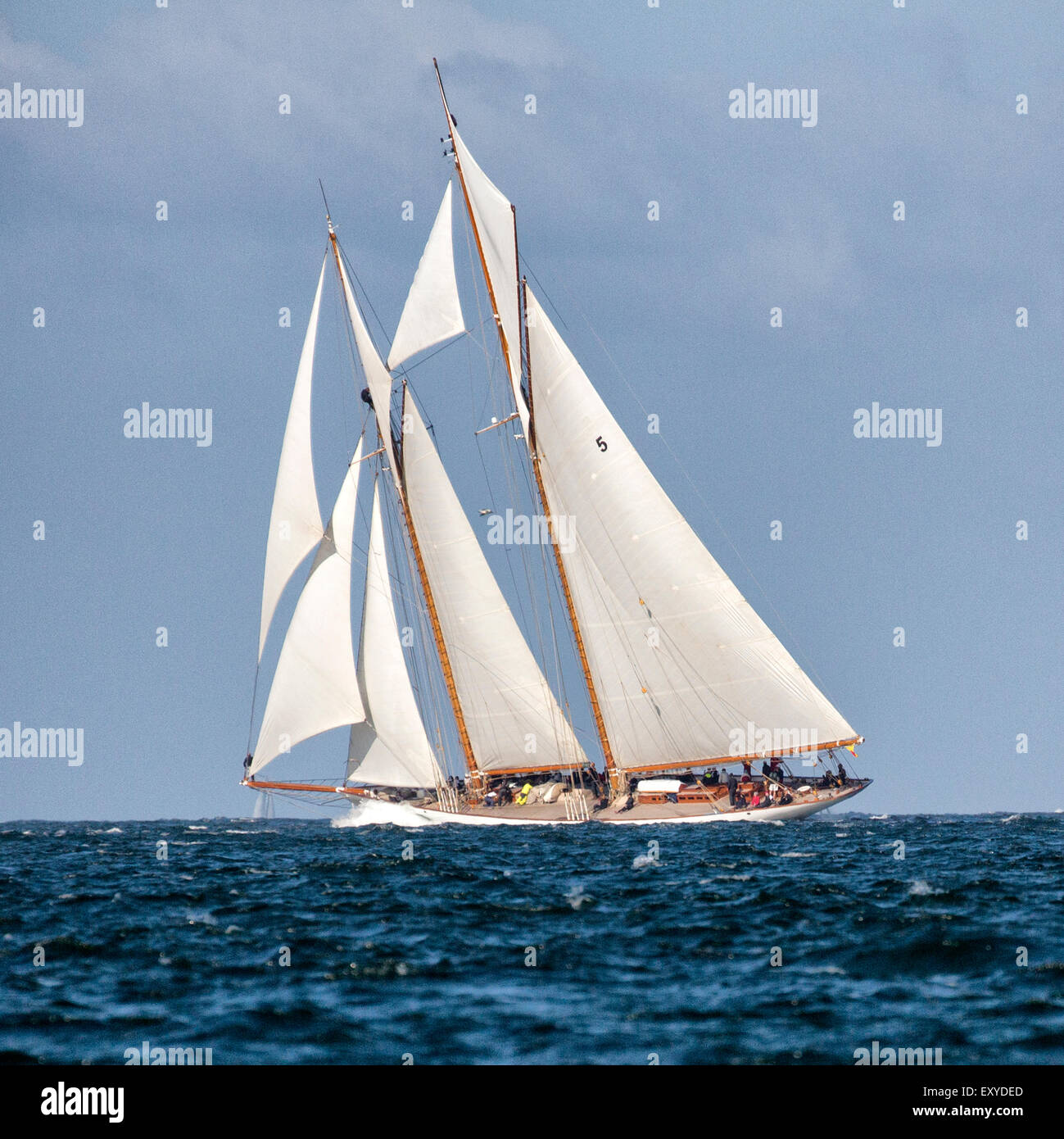 Classic schooner Eleanora au près dans l'Ouest Solent pendant la course le Tour de l'Île 2015 Banque D'Images