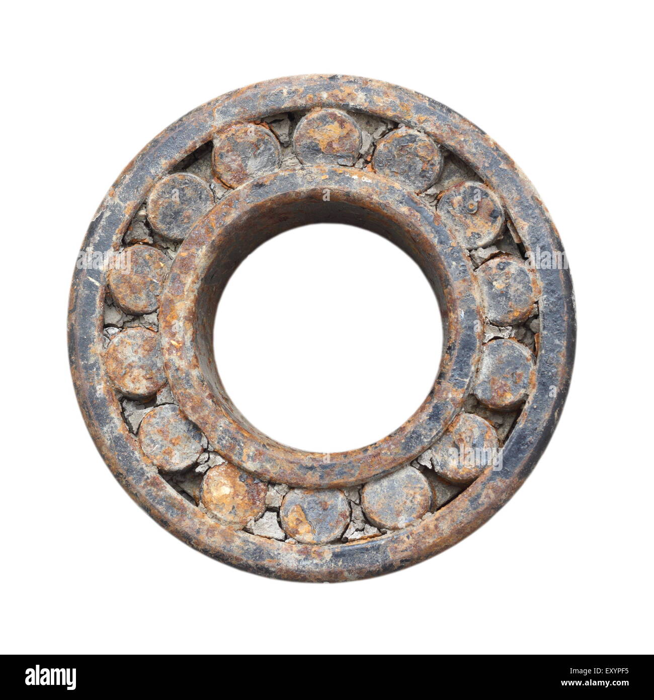 Roulement à billes old rusty isolated over white background Banque D'Images
