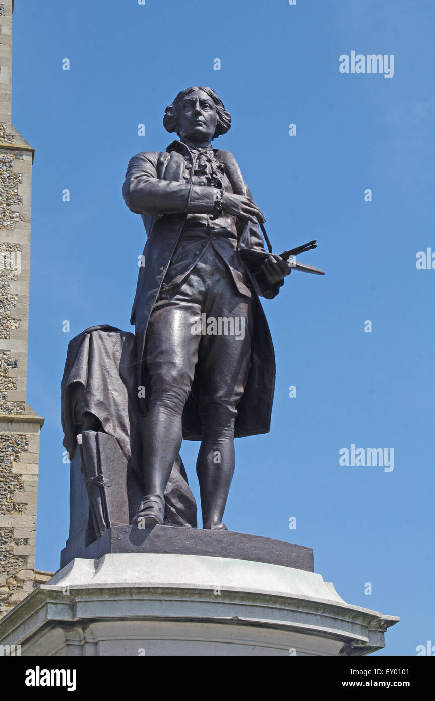 Sudbury, la statue de Thomas Gainsborough, Suffolk, East Anglia, Banque D'Images