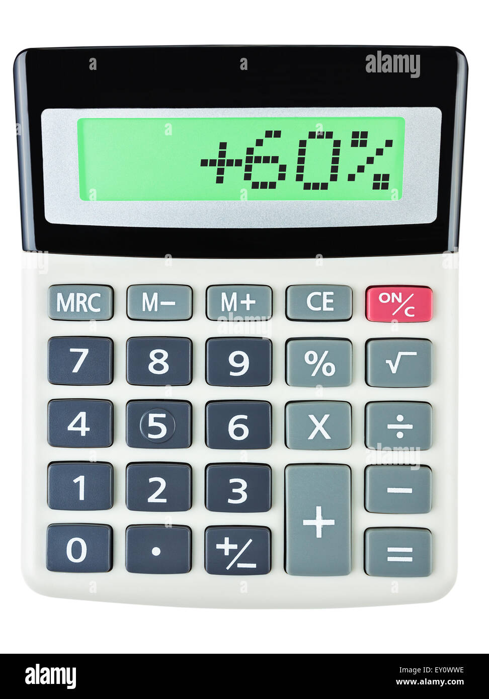 Calculatrice avec affichage sur 60 on white Banque D'Images