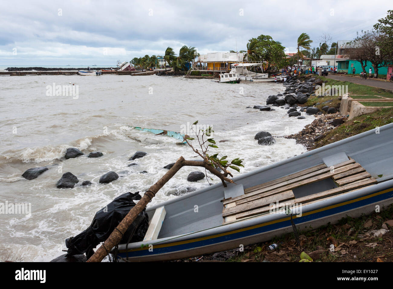 Naufrage causé par l'ouragan Ida à Big Corn Island, au Nicaragua Banque D'Images