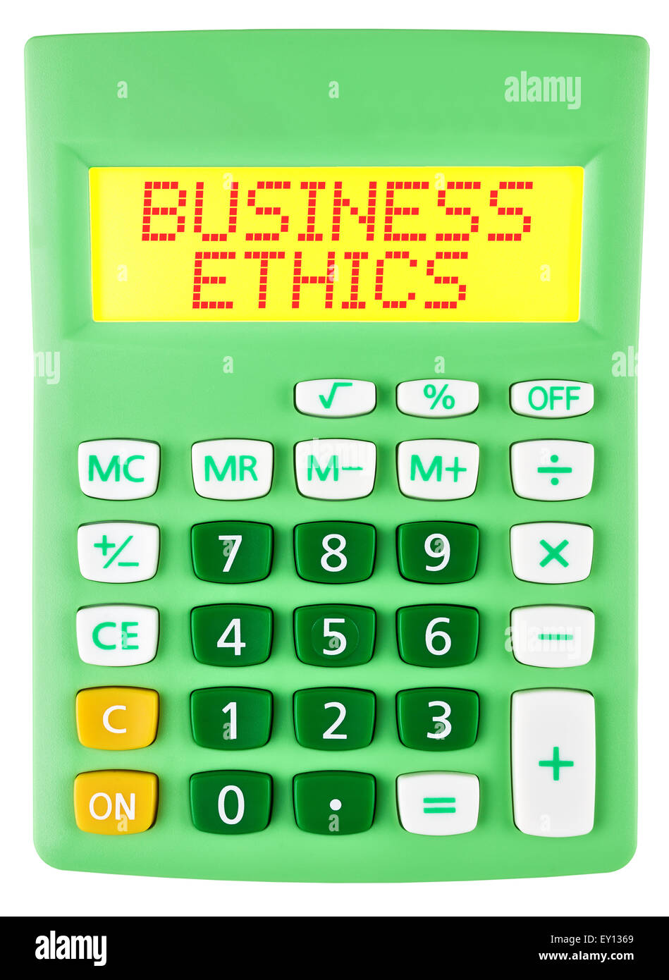 Calculatrice avec l'éthique des affaires isolées d'affichage Banque D'Images