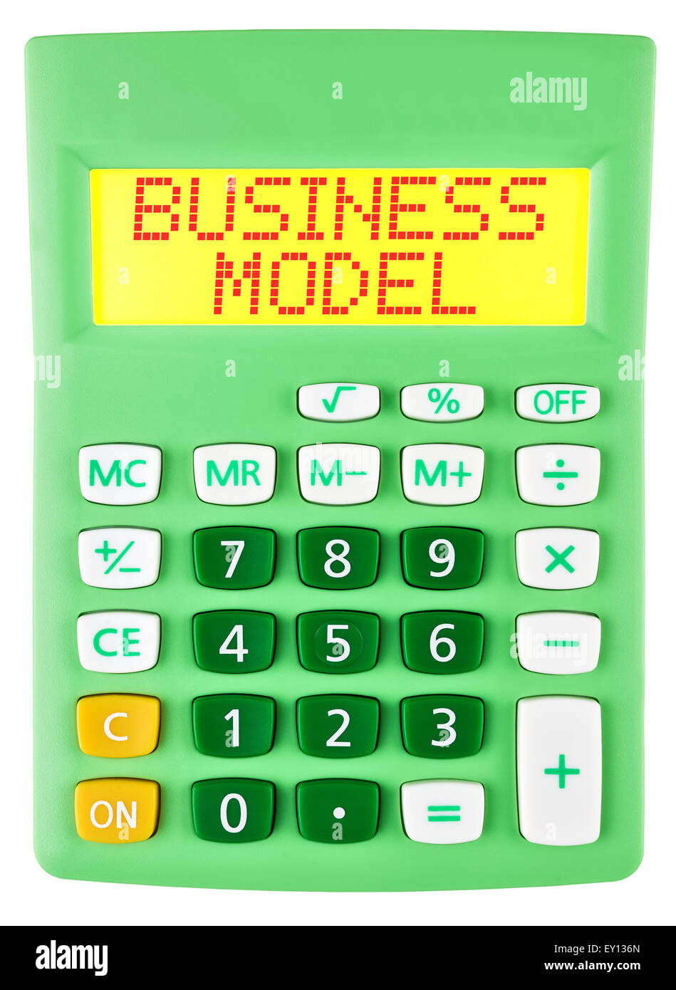 Calculatrice au modèle d'affaires sur l'affichage isolé Banque D'Images