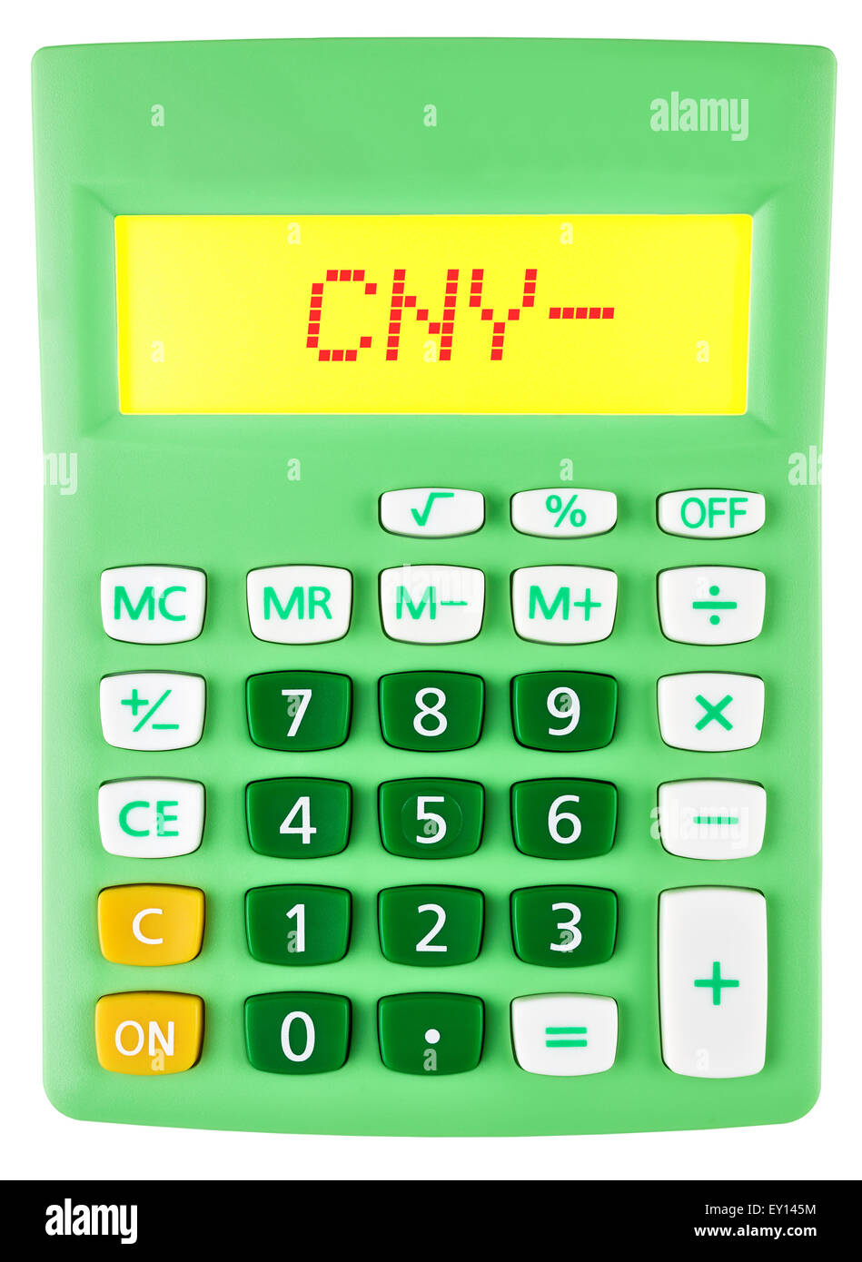 Calculatrice avec affichage sur CNY Banque D'Images