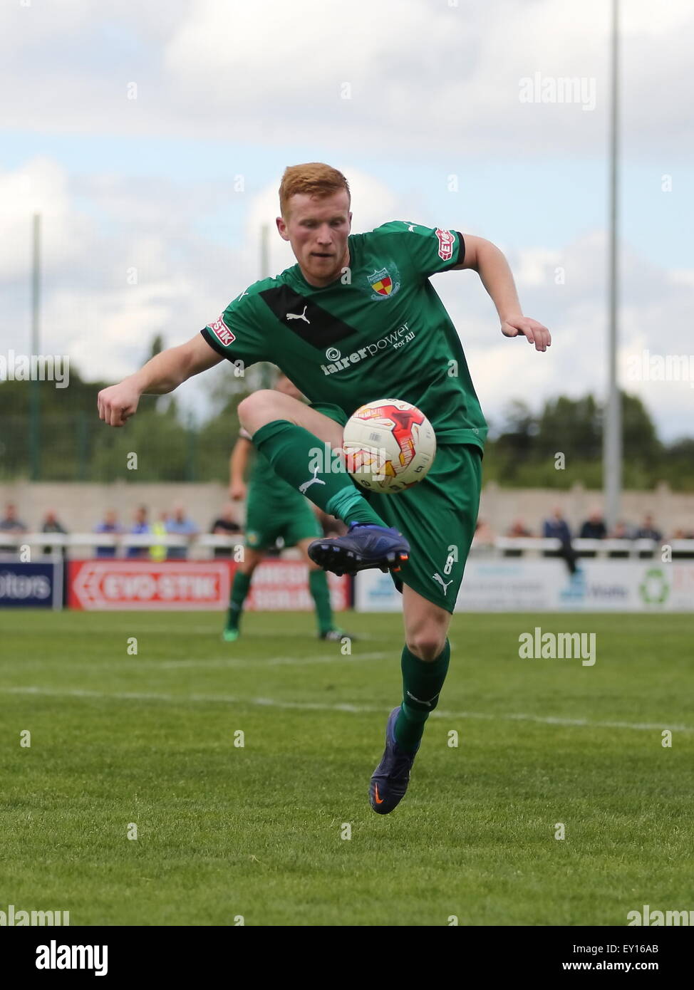 London, UK. 19 juillet, 2015. Nantwich Town's Chris Smith lors de la pré-saison match amical au stade de Weaver, Nantwich comme ville de Crewe Nantwich divertir Alexandra. Credit : SJN/Alamy Live News Banque D'Images