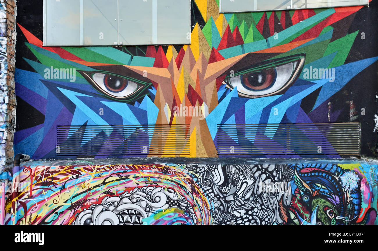 Sao Paulo, Brésil, 18 juillet 2015 : l'artiste non identifié de graffiti sur le mur de la ruelle dans Batman : São Paulo au Brésil. Banque D'Images