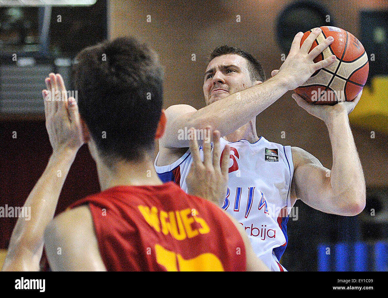 Lignano, Italie. 19 juillet, 2015. Marko Guduric (SRB) lors de la dernière notation FIBA U20 Championnat européen de Baketball hommes entre la Serbie et l'Espagne. 19 juillet, 2015. Credit : Simone Ferraro/Alamy Live News Banque D'Images