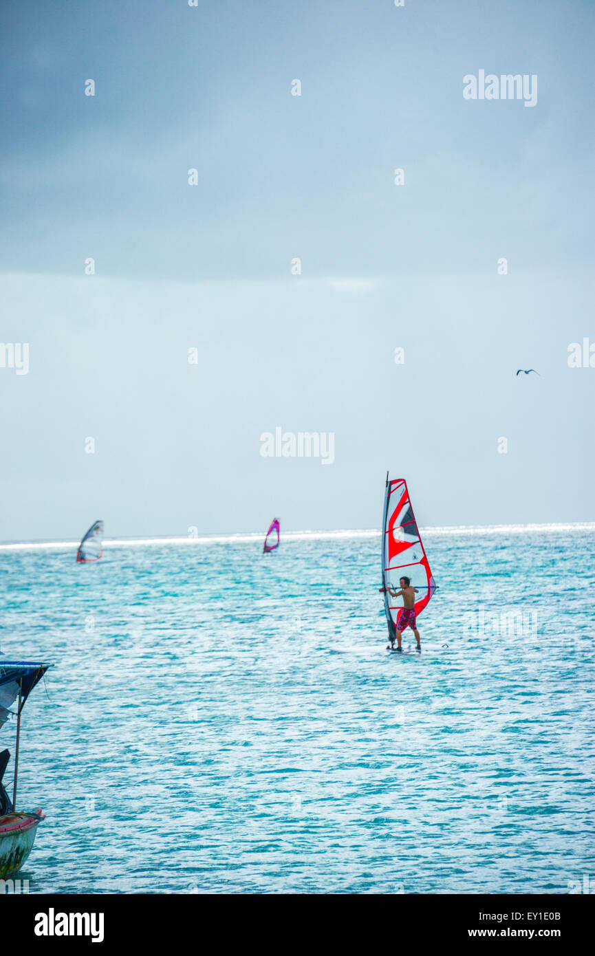 Le kite surf à Aruba Banque D'Images