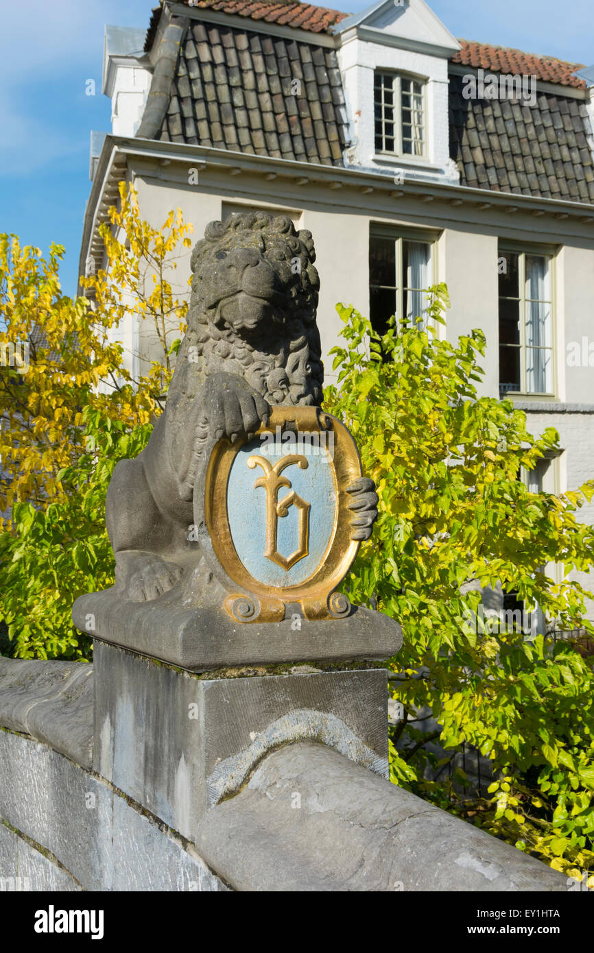 Couleurs d'automne dans les eaux troubles de Bruges. La Flandre en Belgique Banque D'Images